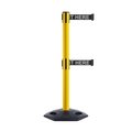 Montour Line Stanchion Dual Belt Barr. Rubber Base Yellow Post 7.5ftWait..Belt MSR630D-YW-PLEAWBW-75